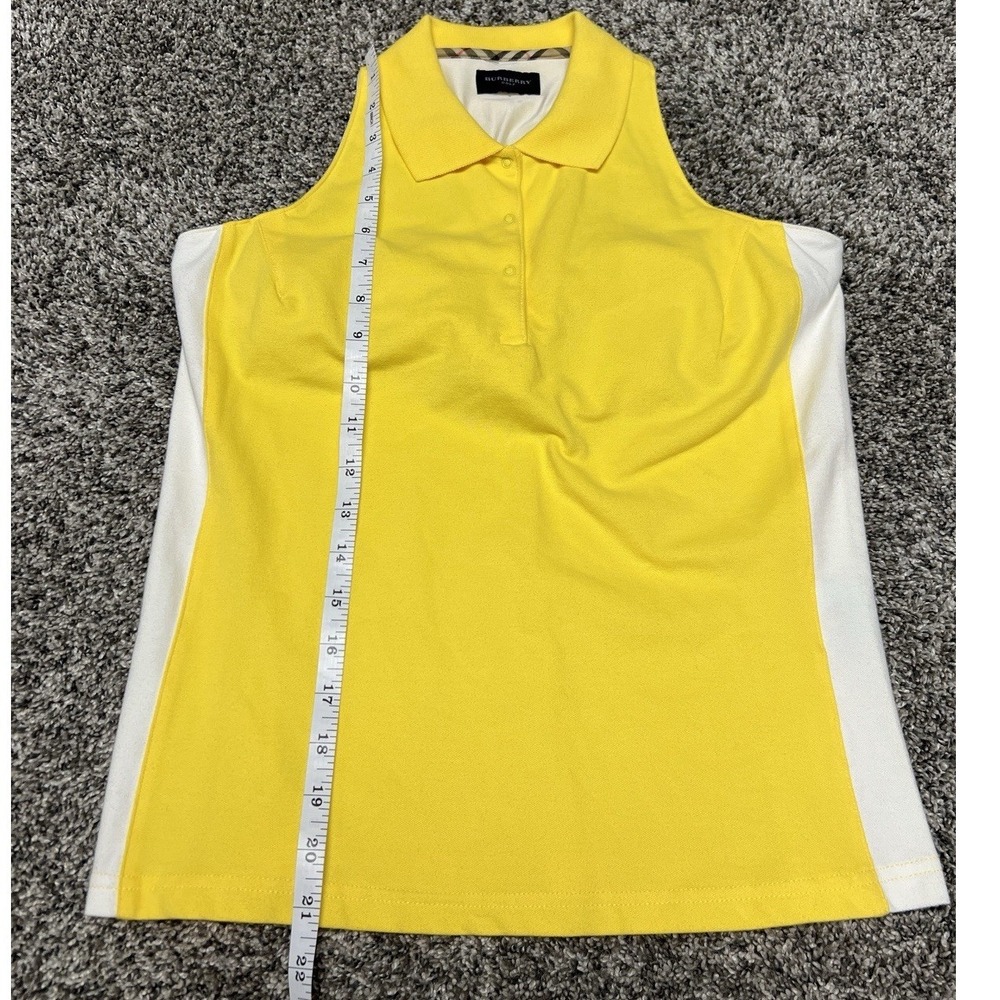 Vintage Burberry Golf Sleeveless Polo Top Yellow Racerback Tennis - Picture 10 of 11